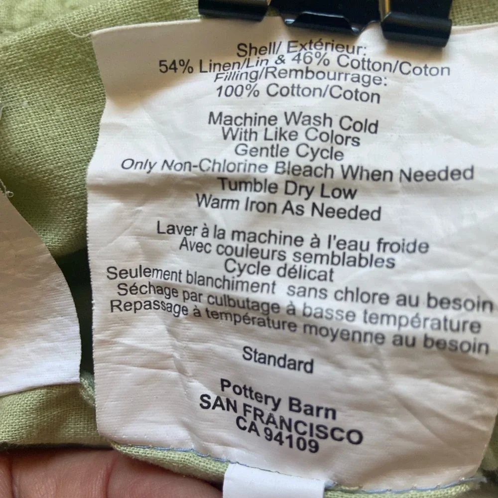 (1) Pottery Barn linen sham